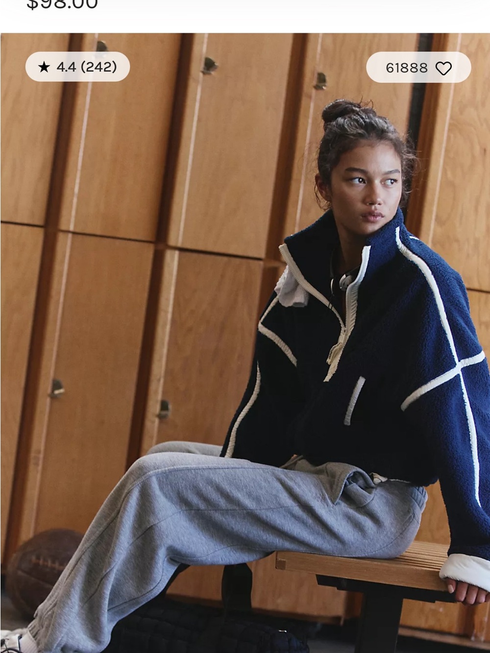 Free people mountain high navy Sherpa Zip-Up Jacket Sweater